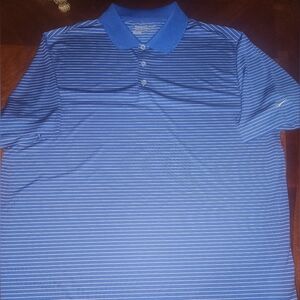 Nike Men's Polo Shirt in Blue with White Stripes